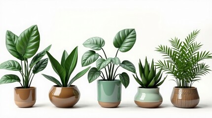 Obraz premium Lush green houseplants in decorative pots potted plants