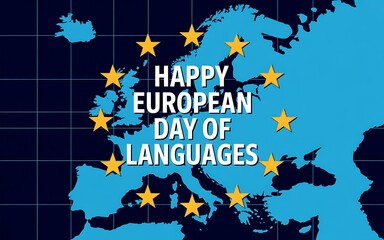 Happy european day of languages with map