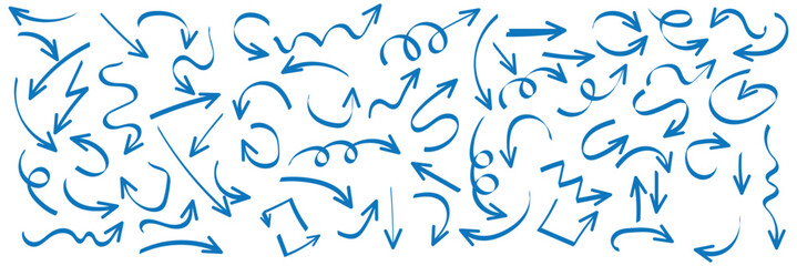 Set of simple lines hand drawn black arrows in various style. Set of simple of hand drawn black arrows. Set of simple lines hand drawn black arrows. Various of simple lines arrows collection 