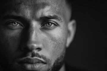 Obraz premium closeup of face showcasing intense focus during competitive sport muscles in neck and forehead contracted in