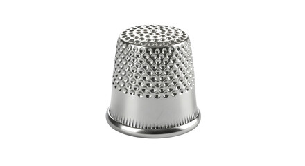 Closeup of a metal thimble for sewing isolated on transparent background to protect fingers while sewing and crafting in the studio