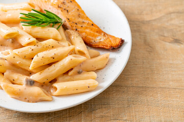 salmon with penne pasta cream sauce