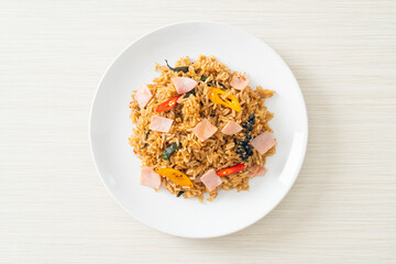 ham fried rice with herbs and spices
