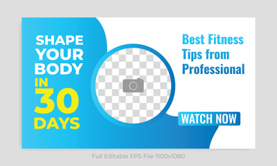 Elevate your fitness YouTube thumbnail Template design