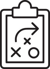 Clipboard with strategy diagram and game symbols
