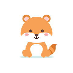 Cute orange animal with striped tail and pink cheeks cartoon brown