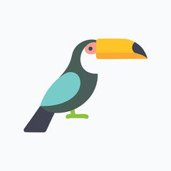 Toucan bird with yellow beak and turquoise wing tropical wildlife