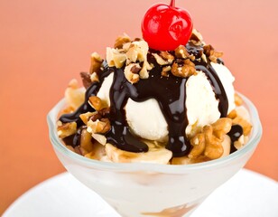 Delicious ice cream sundae