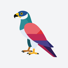 Stylized bird with colorful plumage and sharp beak vector