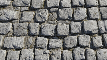 Obraz premium Irregular gray cobblestone top-down texture with realistic shadows, suited for game environments and architectural visualization projects