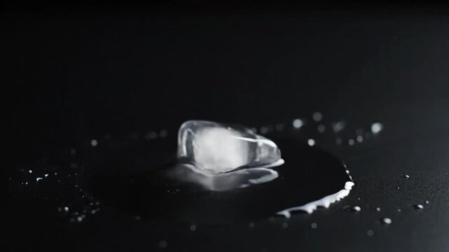 Melting Ice Cube on Black Background A Study in Transience