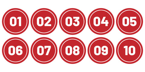 Set of numbers . Number circles set 1 to 10 . Set of Round 1-10 numbers icon for education.  number digit vector icon with circle. eps 10