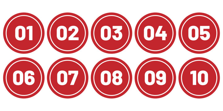 Set of numbers . Number circles set 1 to 10 . Set of Round 1-10 numbers icon for education.  number digit vector icon with circle. eps 10