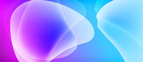 Abstract fluid shapes blend vibrant purple, blue hues. Soft gradients create dreamy, ethereal visual experience. Smooth transitions dominate composition.