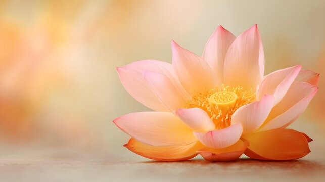 Delicate lotus flower blossoms in soft pastel hues, showcasing a serene and peaceful ambiance.