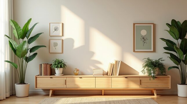 Elegant living room with plants and artwork indoor plants