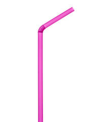 Close-up of a Purple plastic drinking straw isolated on white or transparent background. PNG, with a clipping path