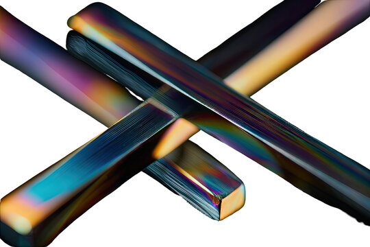 Abstract geometric shapes with iridescent colors