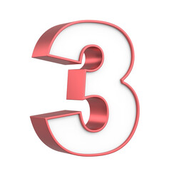 3D Illustration of the Number Three.
