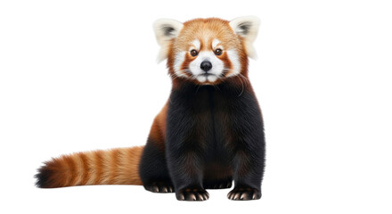 Fototapeta premium A red panda sitting and looking forward, isolated on transparent background