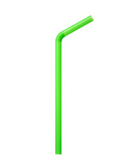 Close-up of a Green plastic drinking straw isolated on white or transparent background. PNG, with a clipping path