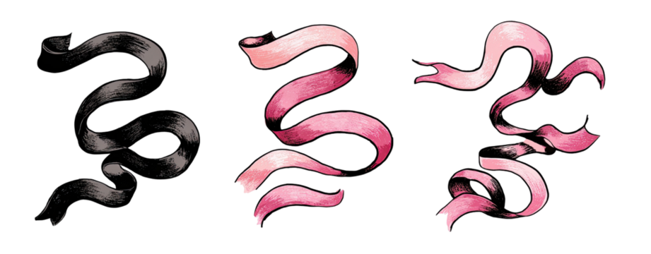 Abstract ribbons in pink and black