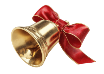 Gold bell with red ribbon