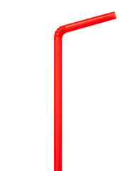 Close-up of a Red plastic drinking straw isolated on white or transparent background. PNG, with a clipping path