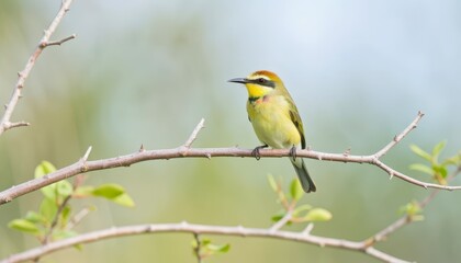 Bird observing nature perched on branch serene environment wildlife photography close-up view