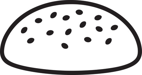 Simple line drawing of a sesame seed burger bun top