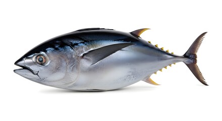 Fototapeta premium A close-up studio shot of a tuna fish, showcasing its sleek body and fins.