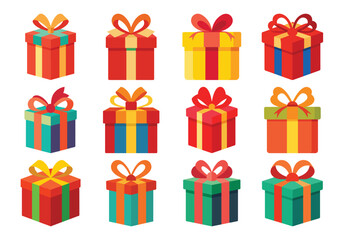 Gift box vector cartoon set icon. Illustration of isolated cartoon icon gift box with ribbon. Vector illustration set christmas present.