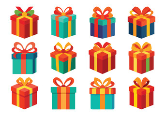 Gift box vector cartoon set icon. Illustration of isolated cartoon icon gift box with ribbon. Vector illustration set christmas present.