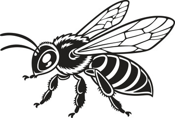 Bee Silhouette Illustration. Honey Bee Outline Design. Flying Bee Silhouette Artwork. Bee Shadow Drawing. Insect Bee Silhouette Graphic. Bee Shape Silhouette Illustration. Honeybee Outline Artwork