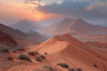 Naklejka premium experience breathtaking sunsets across different countries focusing specifically on sahara desert in africa