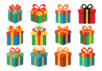 Gift box vector cartoon set icon. Illustration of isolated cartoon icon gift box with ribbon. Vector illustration set christmas present.