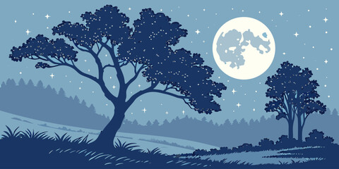 A tree under a full moon