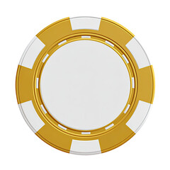 Round gold poker chip with white accents