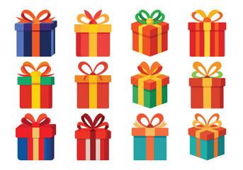 Gift box vector cartoon set icon. Illustration of isolated cartoon icon gift box with ribbon. Vector illustration set christmas present.