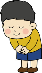 An illustration of a person bowing down