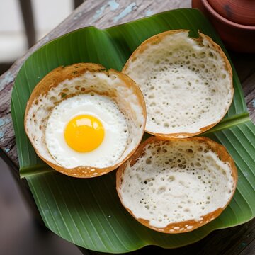 Sri Lankan Egg Hoppers with Chili Paste &ndash; Crispy Authentic Hopper Food Photography