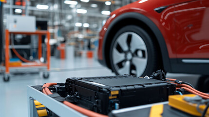 Electric car manufacturing in a factory