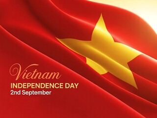Vietnam independence day 2nd september with flag and text design template