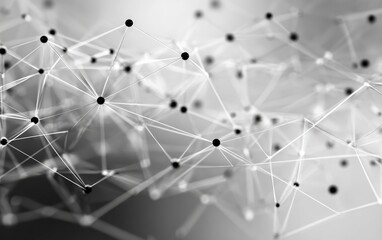 Abstract network of interconnected points and lines. Complex geometric shapes