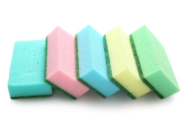Sponges for cleaning on white background