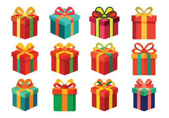 Gift box vector cartoon set icon. Illustration of isolated cartoon icon gift box with ribbon. Vector illustration set christmas present.