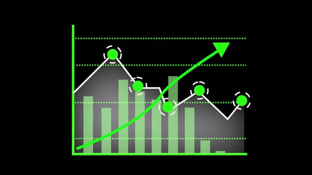 Animated financial growth chart business progress data visualization stock market exponential increase. Exponential growth chart animation financial success business progress data visualization.