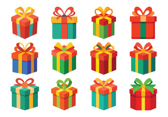Gift box vector cartoon set icon. Illustration of isolated cartoon icon gift box with ribbon. Vector illustration set christmas present.