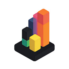 Naklejka premium Colorful 3D bar graph icon