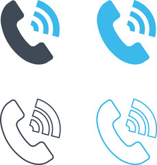 Telephone handset icon with call lines